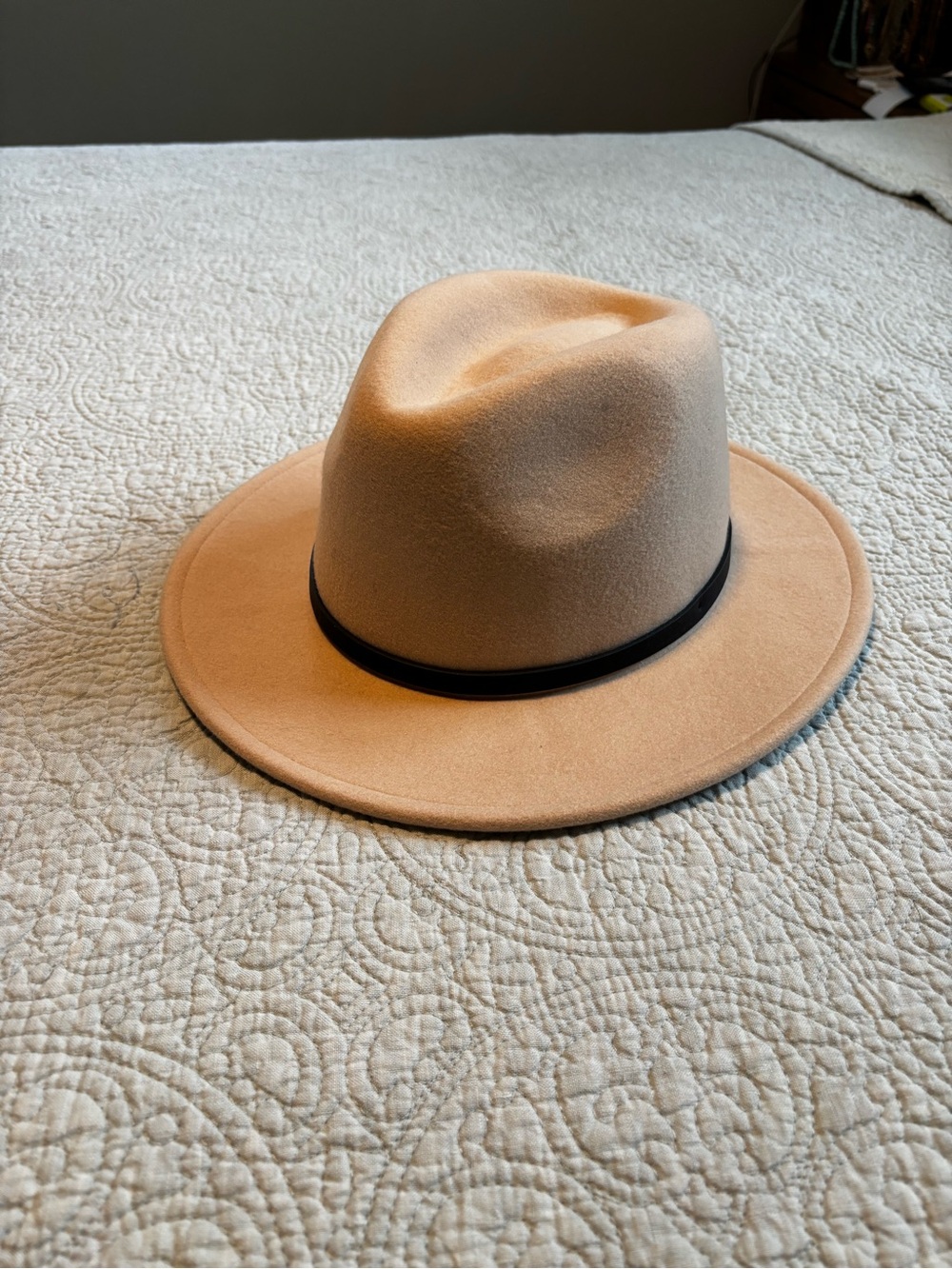 Banana Republic Cream Wool Fedora with Black Band